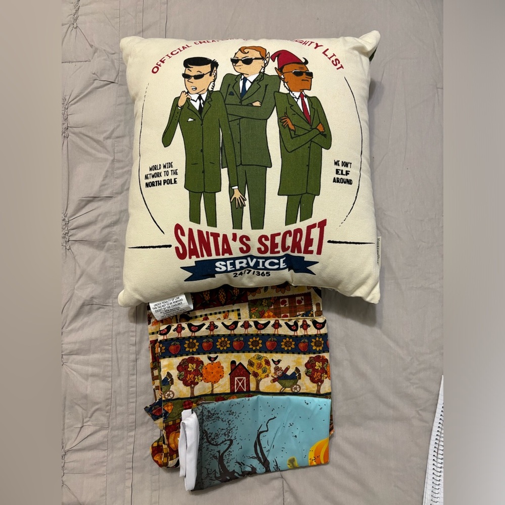 Questionables pillow and decorative pillow shams.